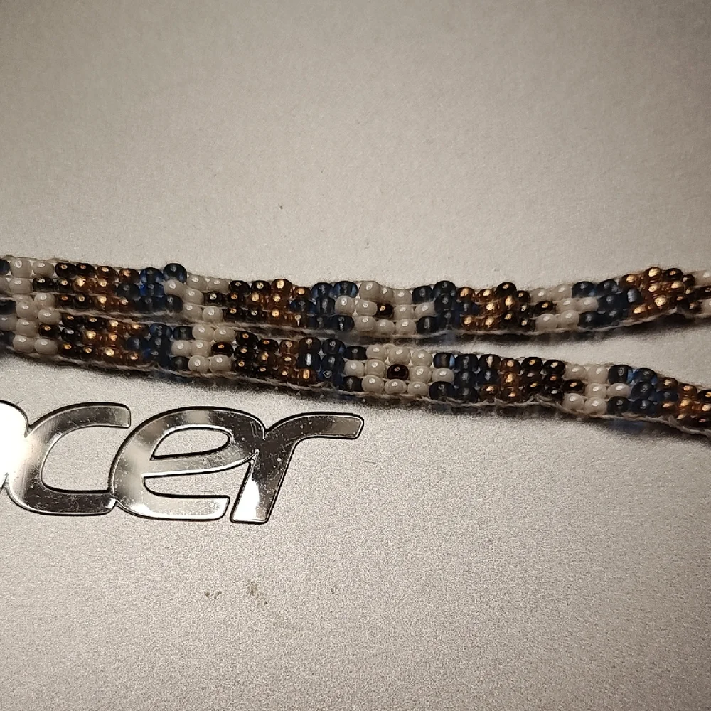 Beaded Hair Wrap – Black, White & Brown Accent - Picture 3 of 3